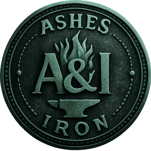 Ash & Iron saga logo – historical fiction book series by Plantin, Defoe & Franklin Publishing