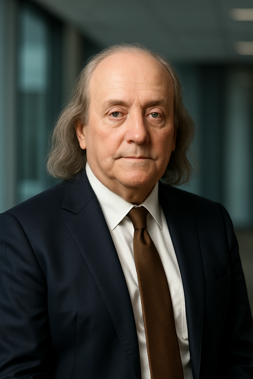 Portrait of Benjamin Franklin, Founder & Chief Innovation Officer, printer and namesake of Plantin, Defoe & Franklin Publishing