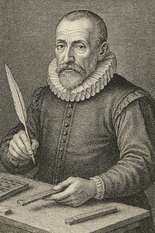 Engraving of Christophe Plantin, founder of the Antwerp printing press in 1555